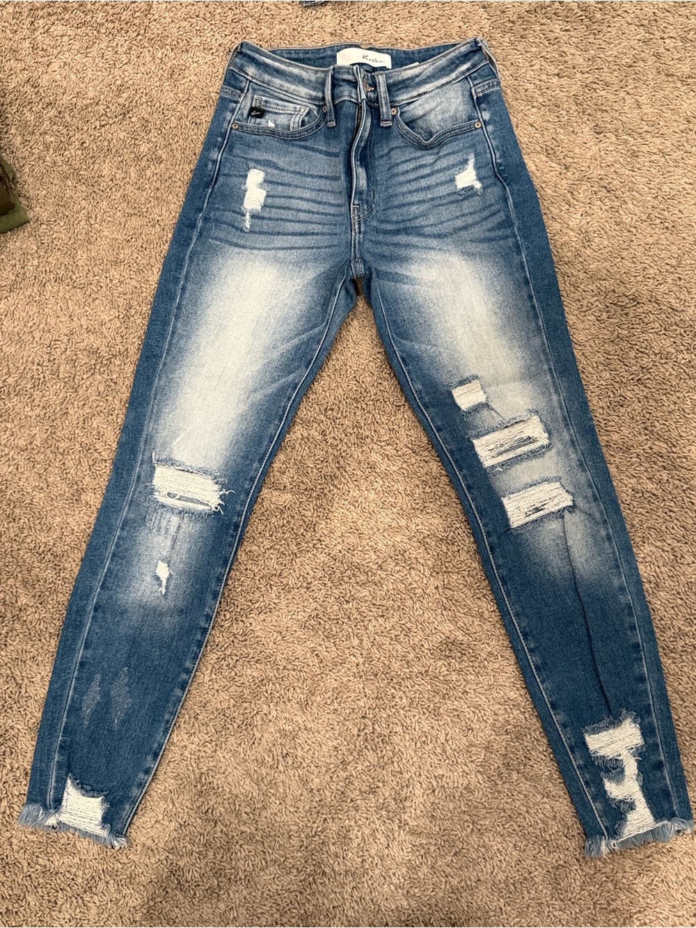 KanCan Distressed Skinny Jeans in Medium Blue Wash
